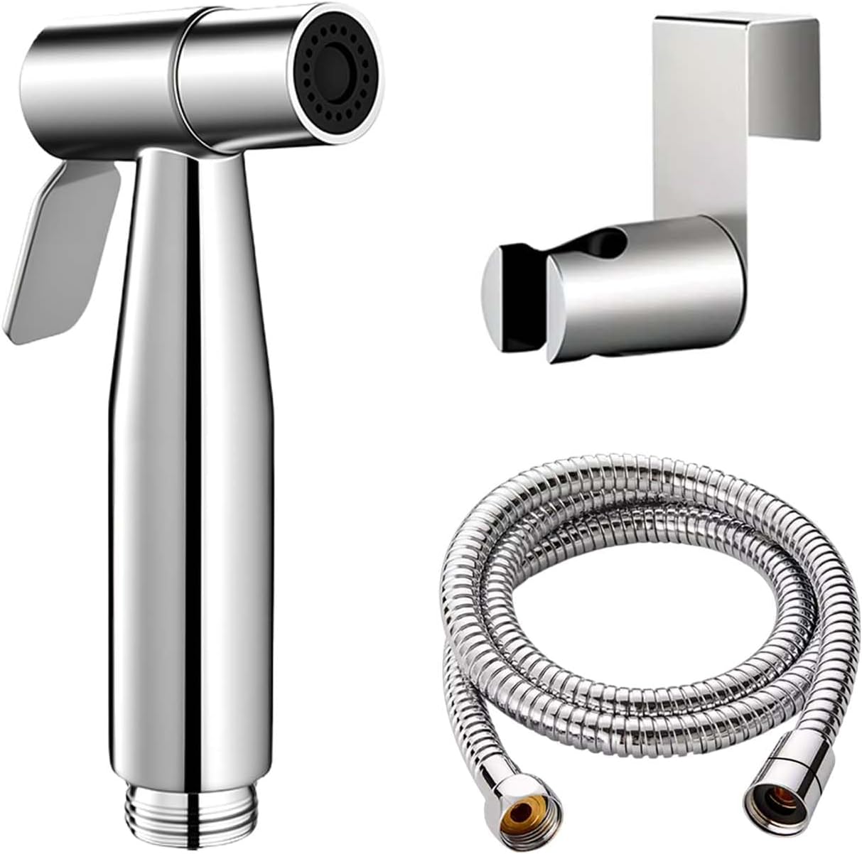 Hand Held Bidet Sprayer Stainless Steel Sprayer Shattaf Toilet Bidet Shower Head with 49-inch Hose and Bracket Holder