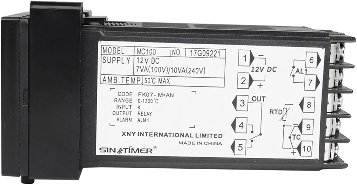 Digital PID Temperature Controller Regulator Thermostat in Power 24V DC AC, Thermocouple K J E PT100 Sensor Input, Relay Output(Power Supply 24VDCAC)