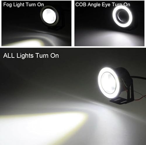 Miniatura 4 de 2 luces antiniebla de ojo de ángel para automóvil: 2.5 pulgadas redonda COB LED antiniebla - Proyector de ojo de ángel blanco con anillos de halo,