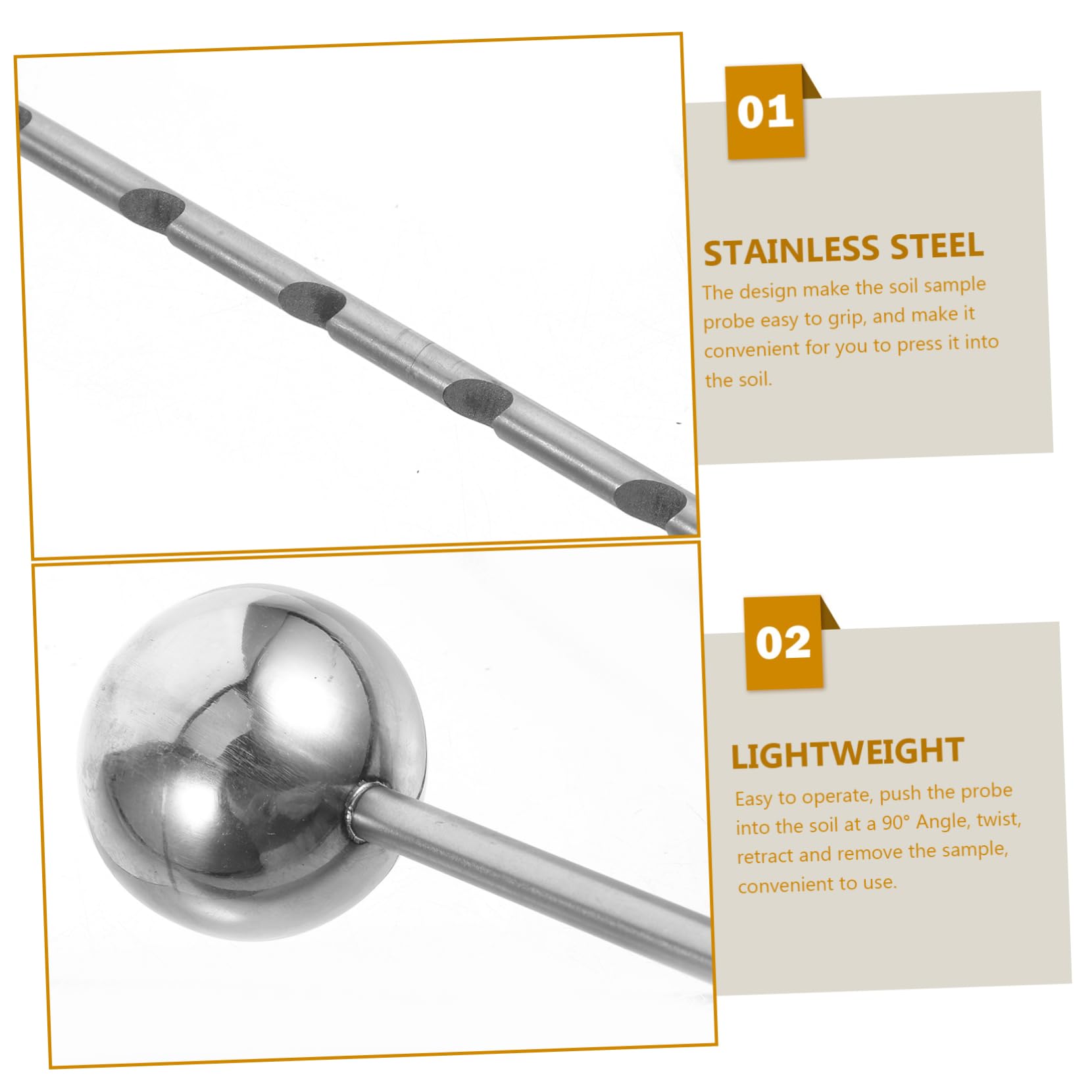 Happyyami Bodenprobenahmewerkzeug aus Edelstahl, 14 Zoll, Silber