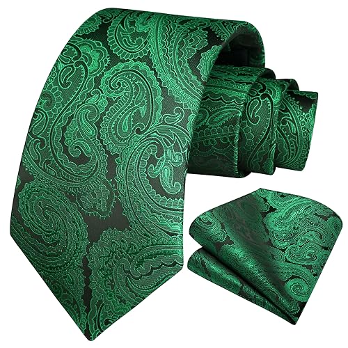 Image of HISDERN Ties for Men Paisley Floral Tie Handkerchief Classic Woven Business Formal Necktie and Pocket Square Set Wedding