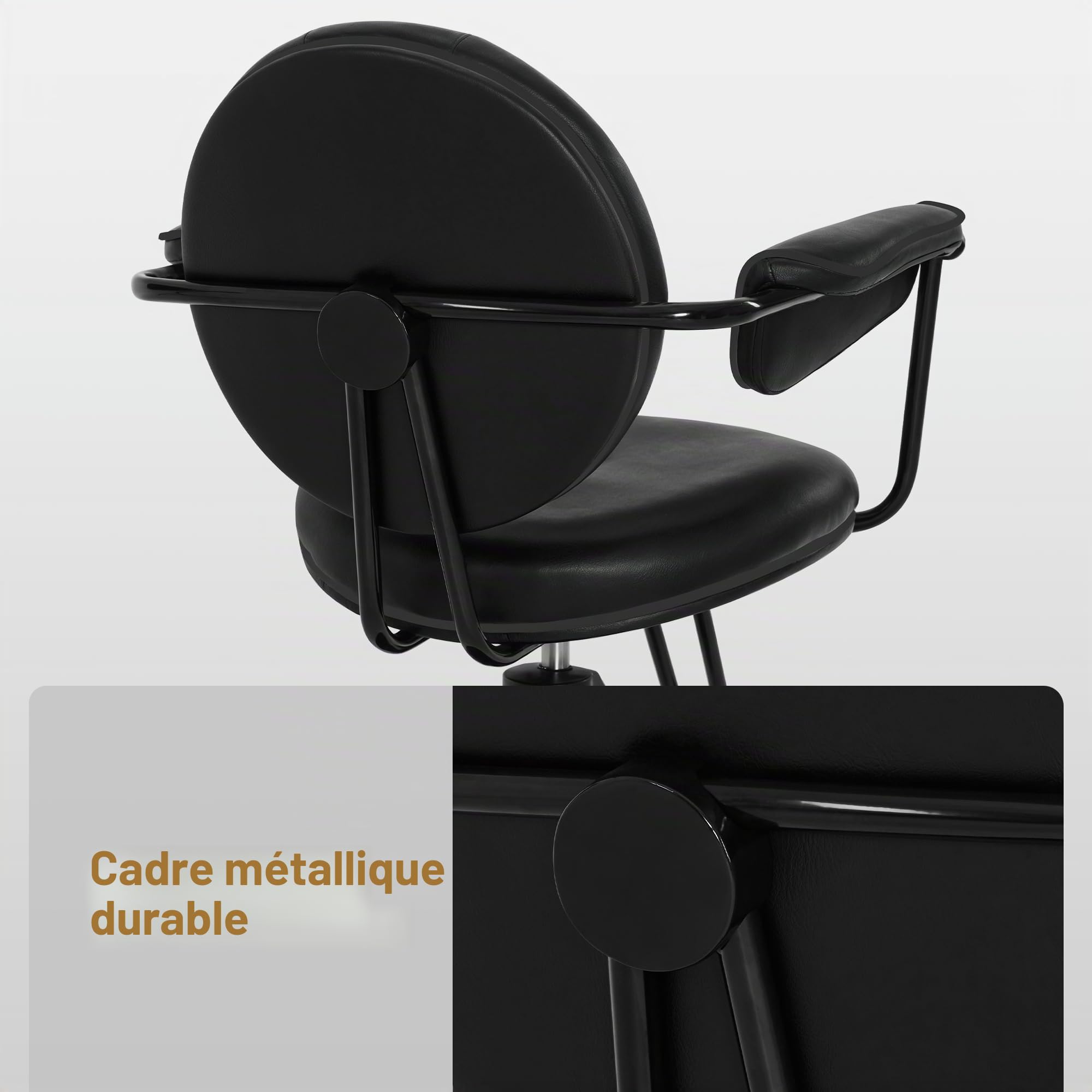 BarberPub Fauteuil de Coiffure, Fauteuil de Coiffure avec Pompe hydraulique pivotant à 360°, équipement de Coiffure Barber Chair réglable en Hauteur 3159 (Noir)