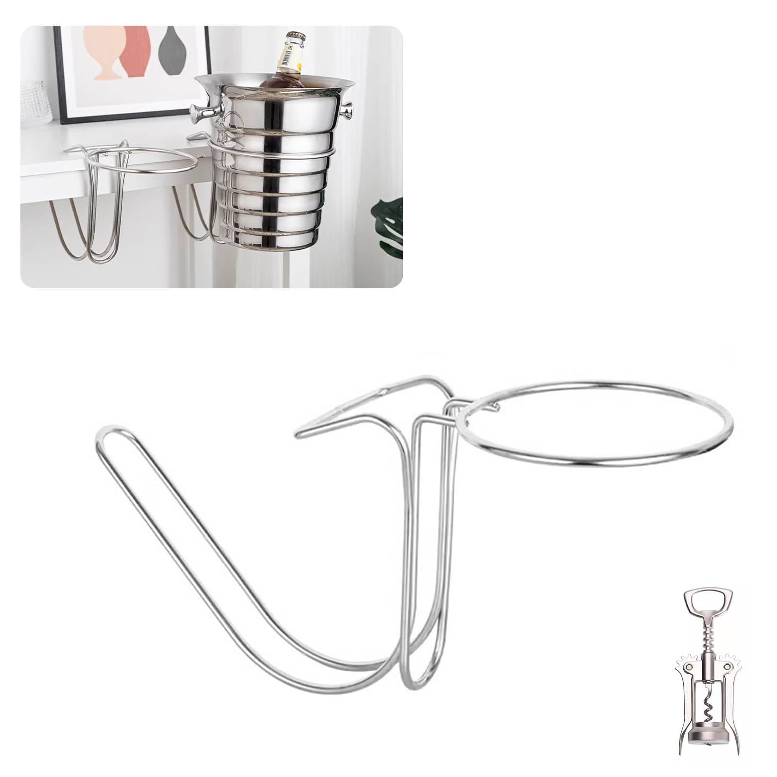 Secchiello per ghiaccio da tavolo con apribottiglie, in acciaio inox, portabottiglie refrigerato per feste, supporto salvaspazio per champagne