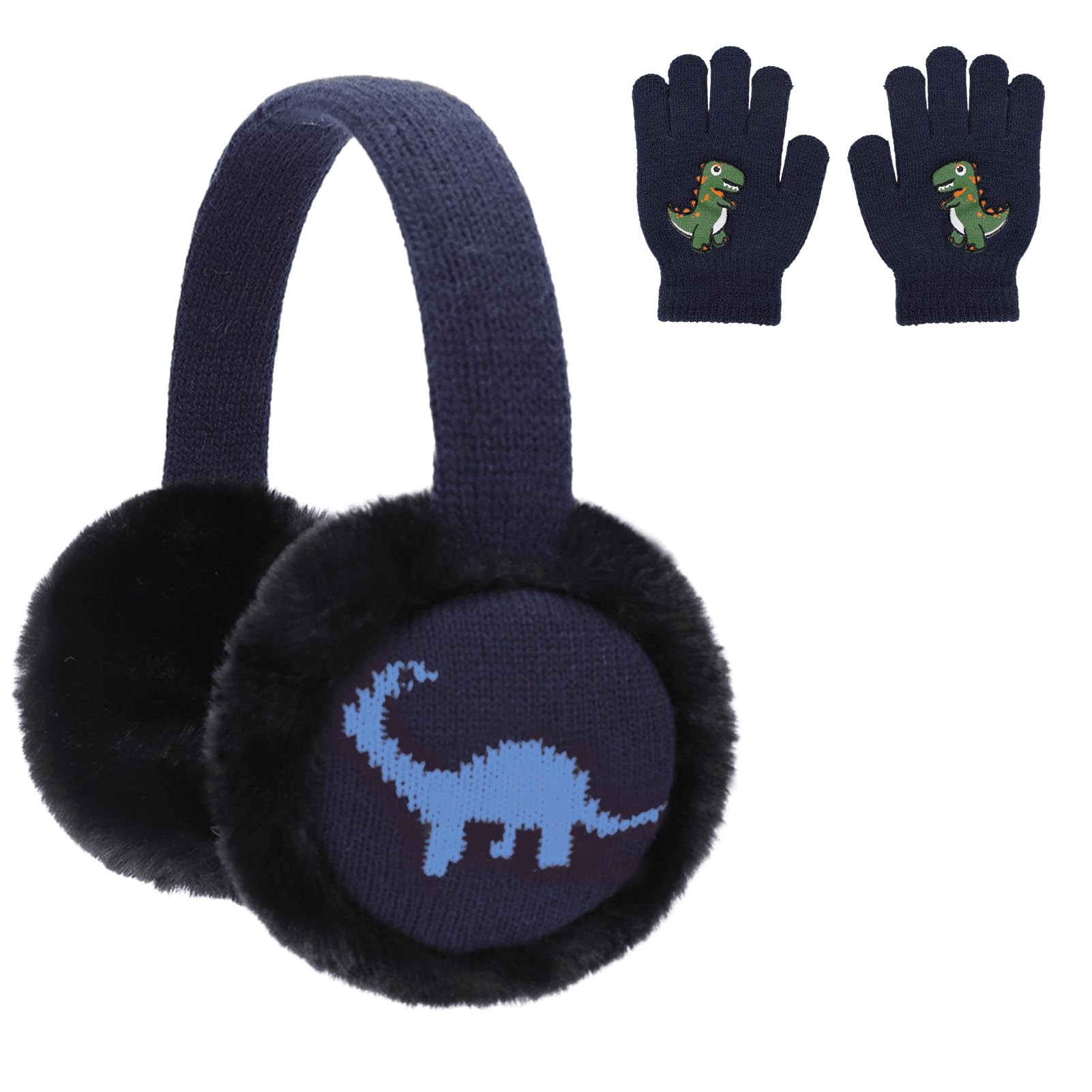 Orejeras de dinosaurio LUCKYBUNNY de punto con forro polar para niños en invierno 8