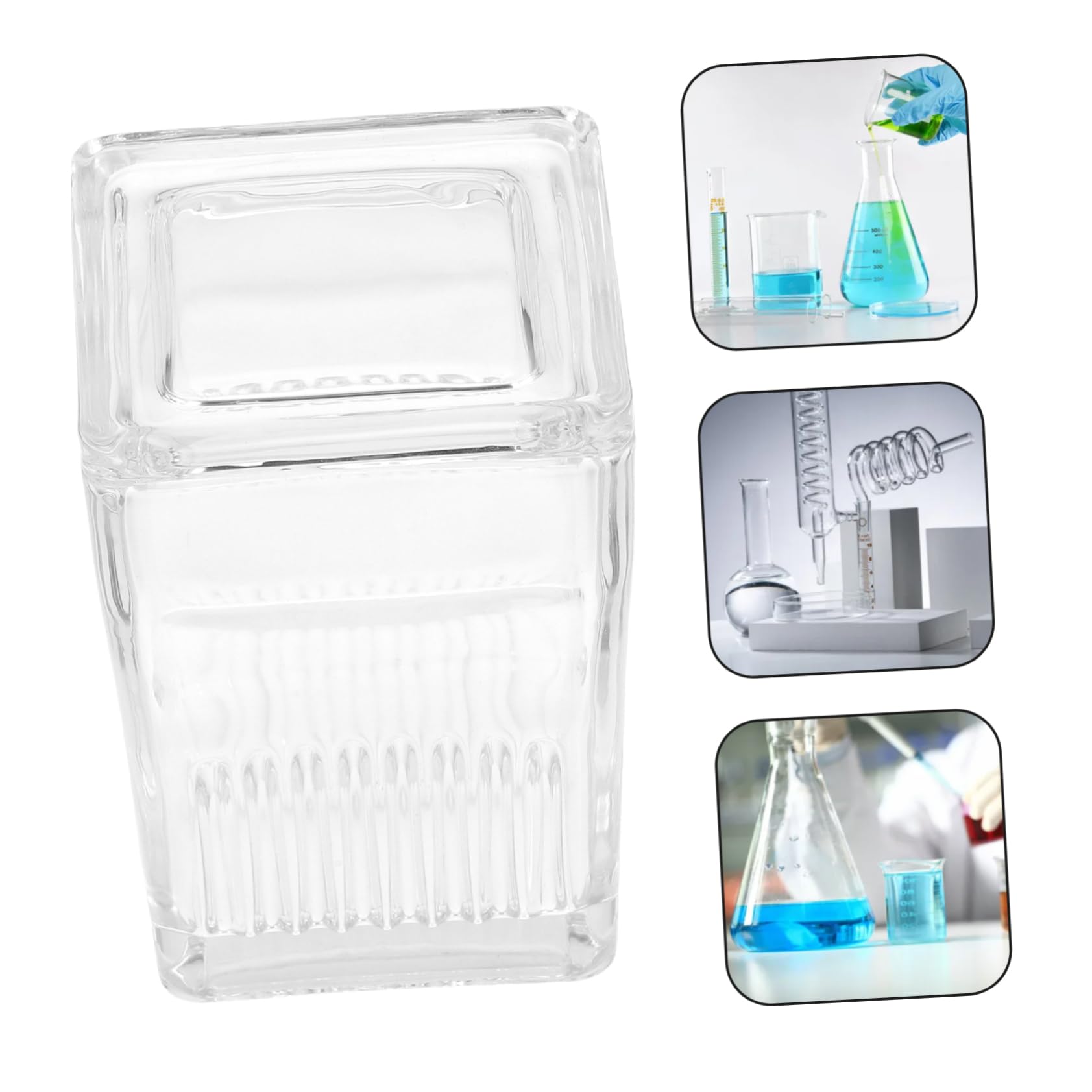 OUNONA Transparente Wanne mit 9 Gläsern – Behälter Coplin für Glasmalerei, korrosionsbeständig und leicht zu reinigen, ideal für Labors