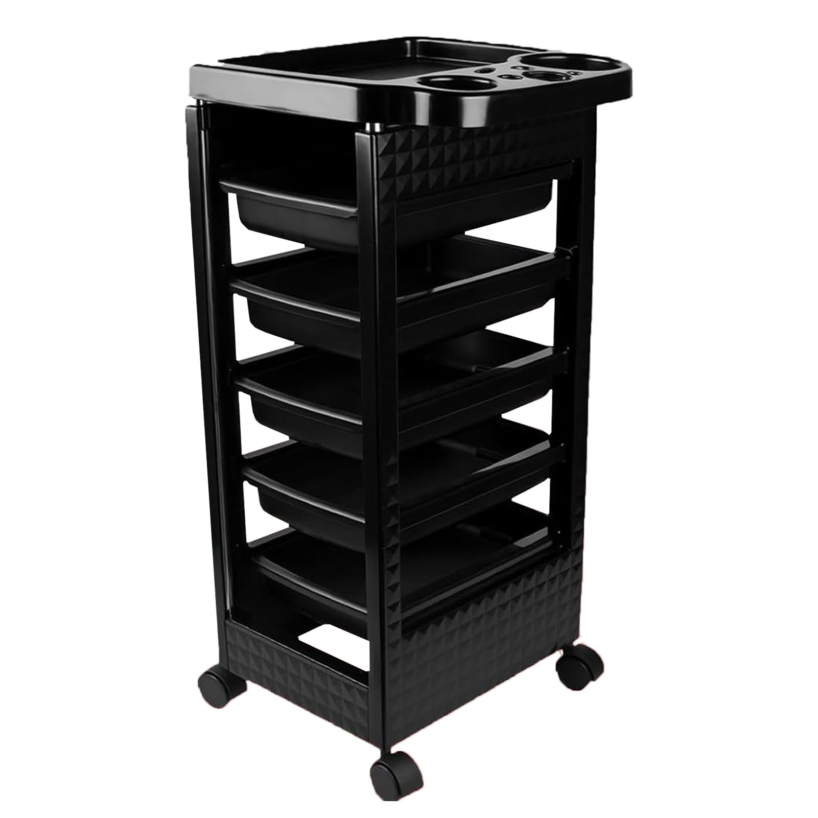 Salon Trolley Cart with Wheels & 5 Drawers, Salon Rolling Stations for Hair Stylist,Hairstylist for Beauty Tattoo Hairdressing Beauty Equipment, Black
