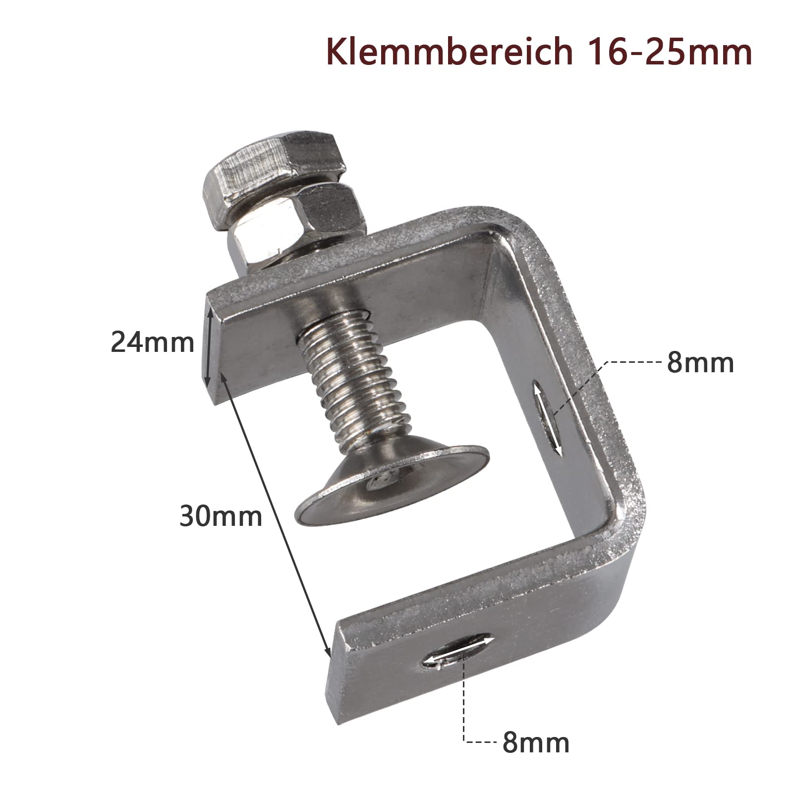 Pinces En C - Lot De 6 - Avec Boulons Hexagonaux M8 - Serre-joints - Plage De Serrage