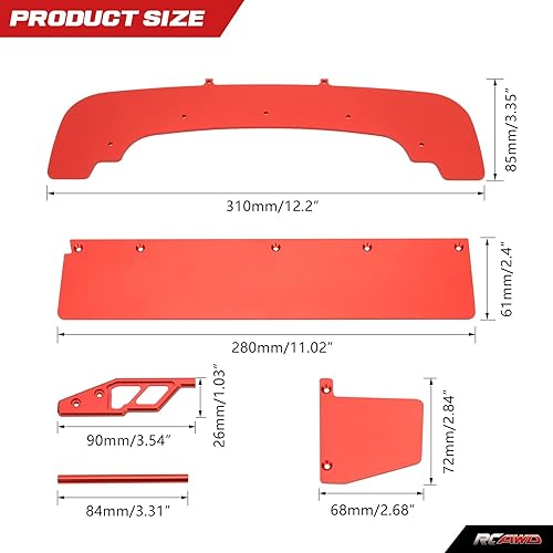 Miniatura 3 de RCAWD Juego de divisor frontal y falda lateral para ARRMA 1/7 Infraction 6S BLX actualiza piezas, y protector de parachoques de animales de aluminio
