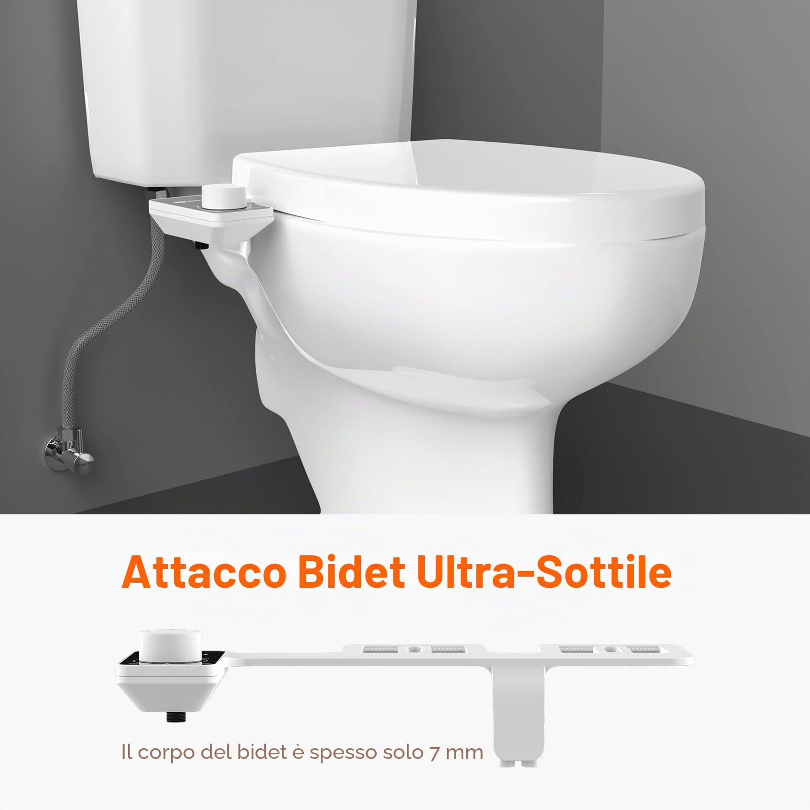 Ibergrif M41050 Bidet per WC con doppia bocchetta a scomparsa, bidet portatile per WC non elettrico, adattatore per bidet per WC, con getto d'acqua fredda, pressione dell'acqua regolabile