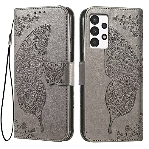 Custodia per Samsung Galaxy A13 4G 6.6 Inches Flip Folio Cover Magnetica per Telefono con 3 Slot per Schede 1 Portafoglio Case - grigio pelle