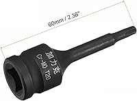 Vista 2 de uxcell T20 Impact Torx Bit Socket, 3/8" Square Drive 2.362 in Longitud CR-MO Tamaños métricos
