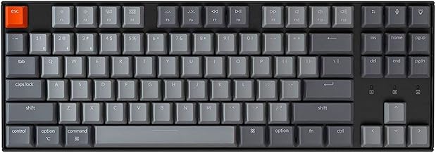 Keychron K8 Tenkeyless Wireless Mechanical Keyboard for Mac, RGB Backlight, Bluetooth, Multitasking, Type-C Wired Gaming Keyboard for Windows with Gateron G Pro Brown Switch