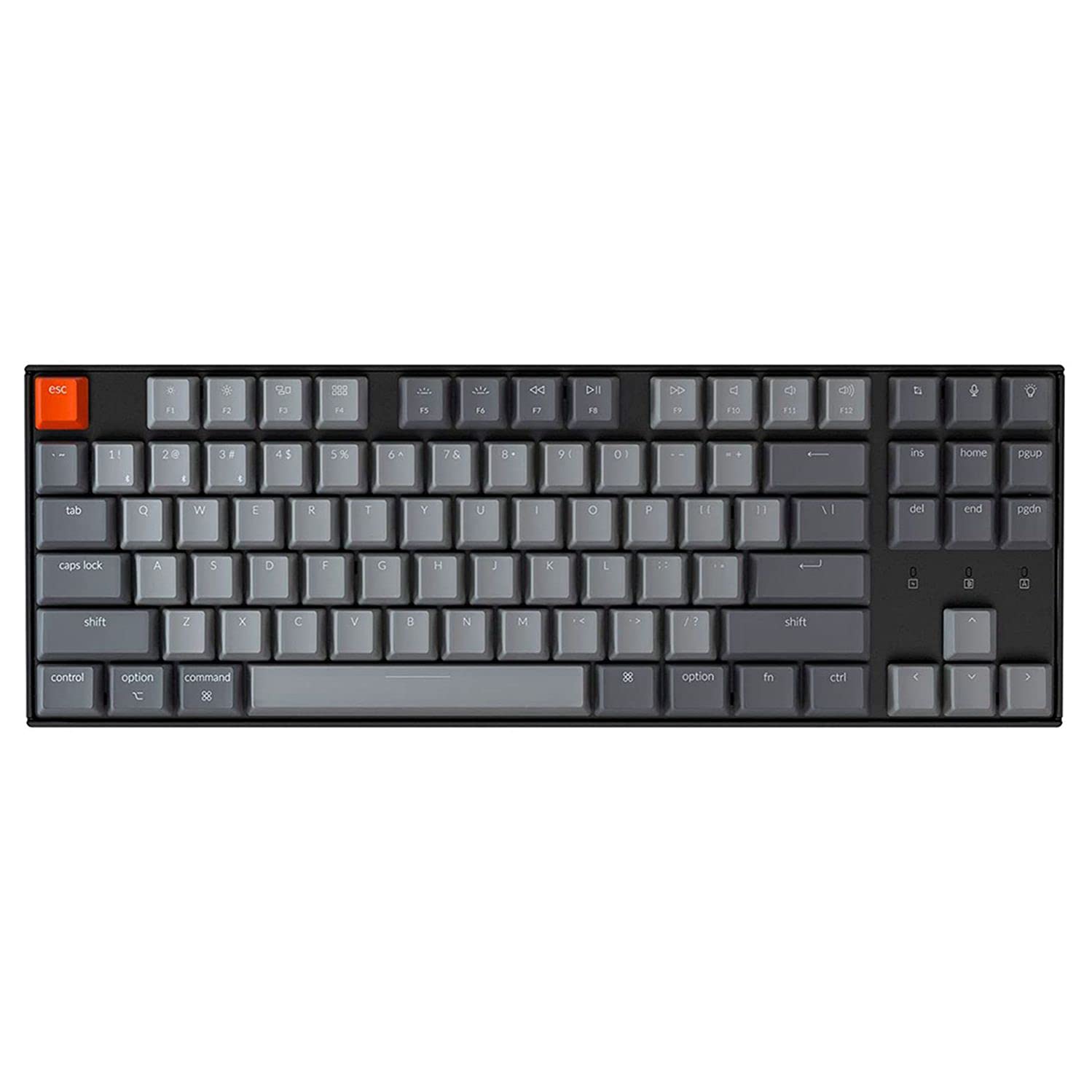 Keychron K8 Tenkeyless Wireless Mechanical Keyboard for Mac, RGB Backlight, Bluetooth, Multitasking, Type-C Wired Gaming Keyboard for Windows with Gateron G Pro Brown Switch