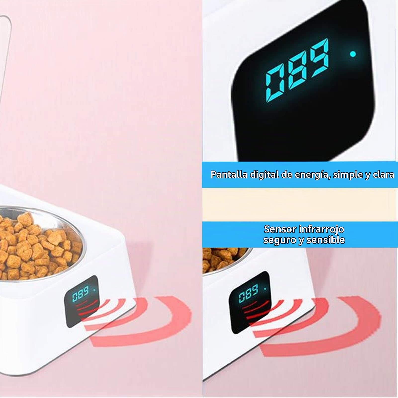 Cuenco de Alimentación Inteligente Automático para Gatos, Comedero Sensible para Mascotas, Tapa Que Evita Resbalones, Inducción IR para Mascotas Pequeñas, Comedero para Gatos