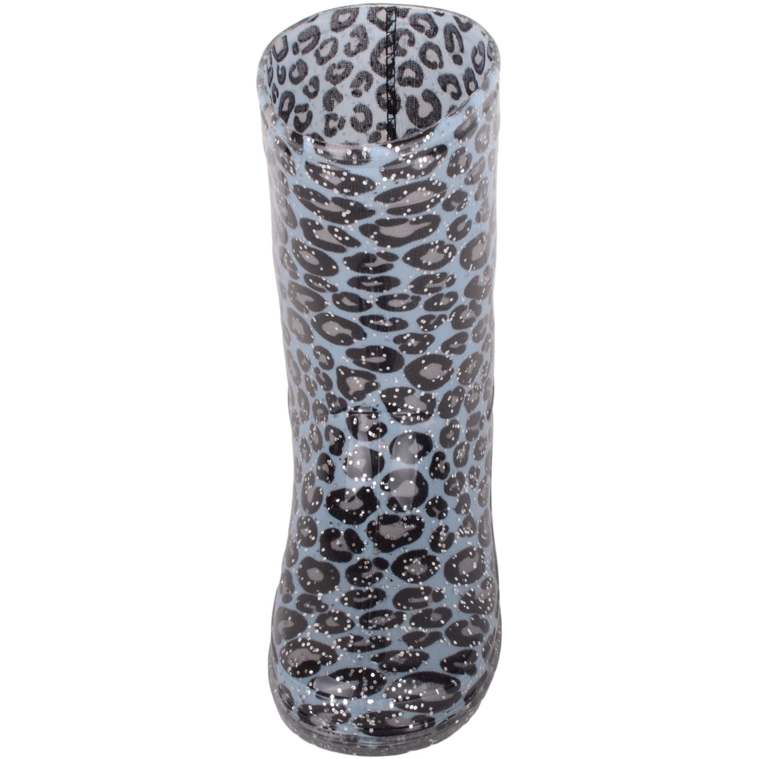 Childrens Kids Girls Slip On Waterproof Leopard Print Walking Rain Snow Wellington Boots - Blue - US Infant 11