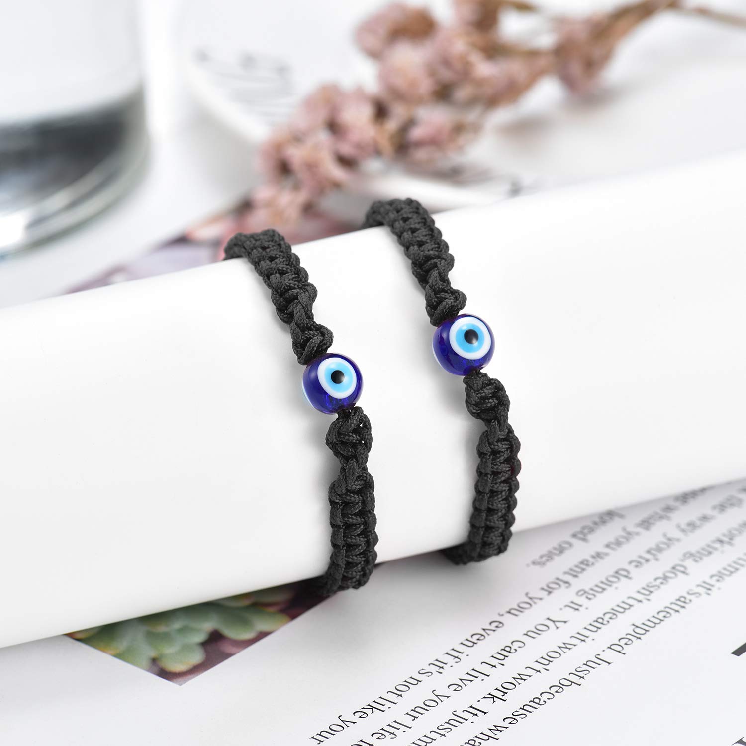 Pulsera ajustable de ojo malvado grande de cábala, amuleto de cuerda roja Nazar para familia, pareja, mejor amigo, mujeres, hombres y niñas, Resina 2