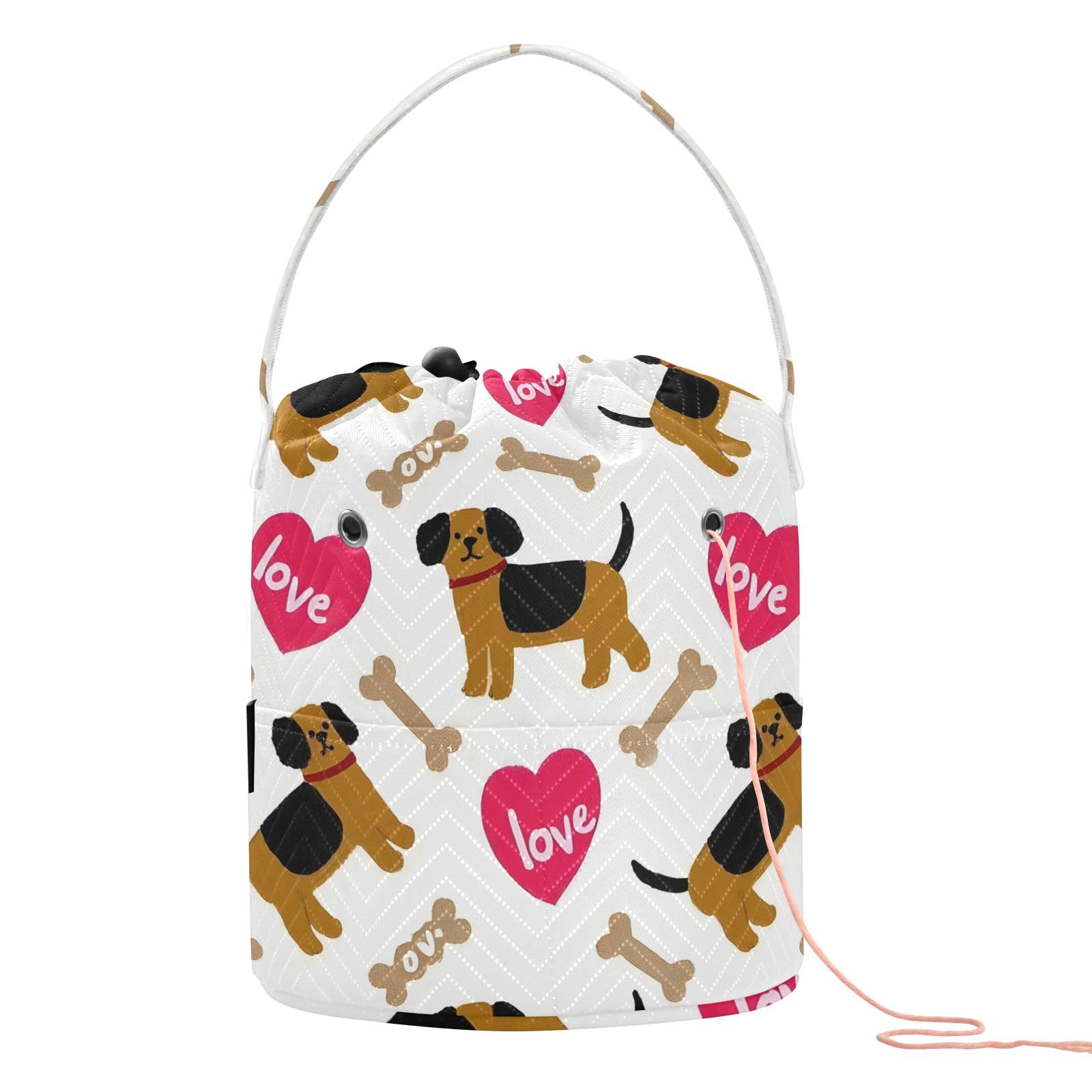 Yarn Storage Bag Small Crochet Bag Knitting Bag Organizer Dog Bones Love Yarn Bags for Crocheting Basket