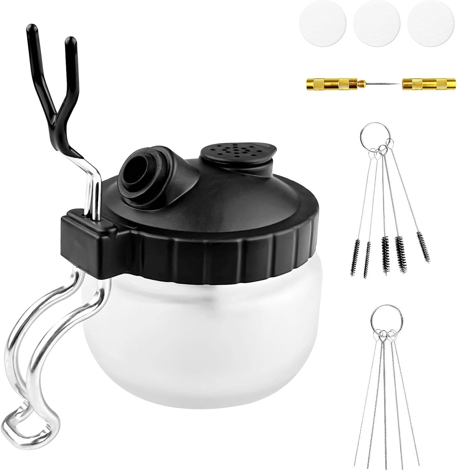 Airbrush Zubeh r Airbrush-Reinigungsset Airbrush Reinigungsbeh lter Cleaning Pot Kit Reinigungstopf mit Halter 5 Reinigungsnadeln 5 Reinigungsb rsten Reinigungswerkzeug-Set