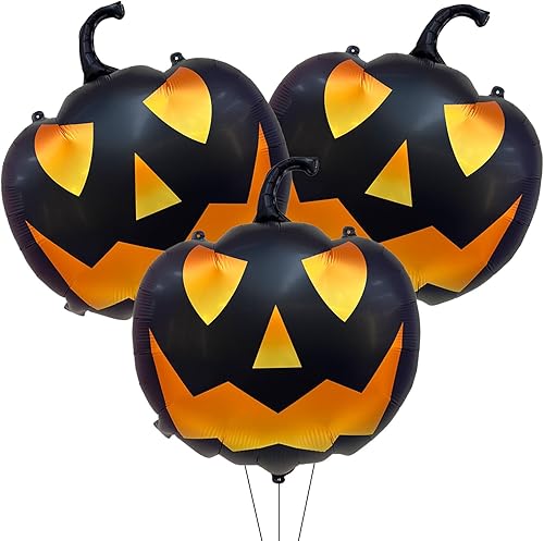 Globos de calabaza negra, globos de calabaza negra, globos de aluminio de calabaza para suministros de fiesta temática de calabaza, decoraciones de