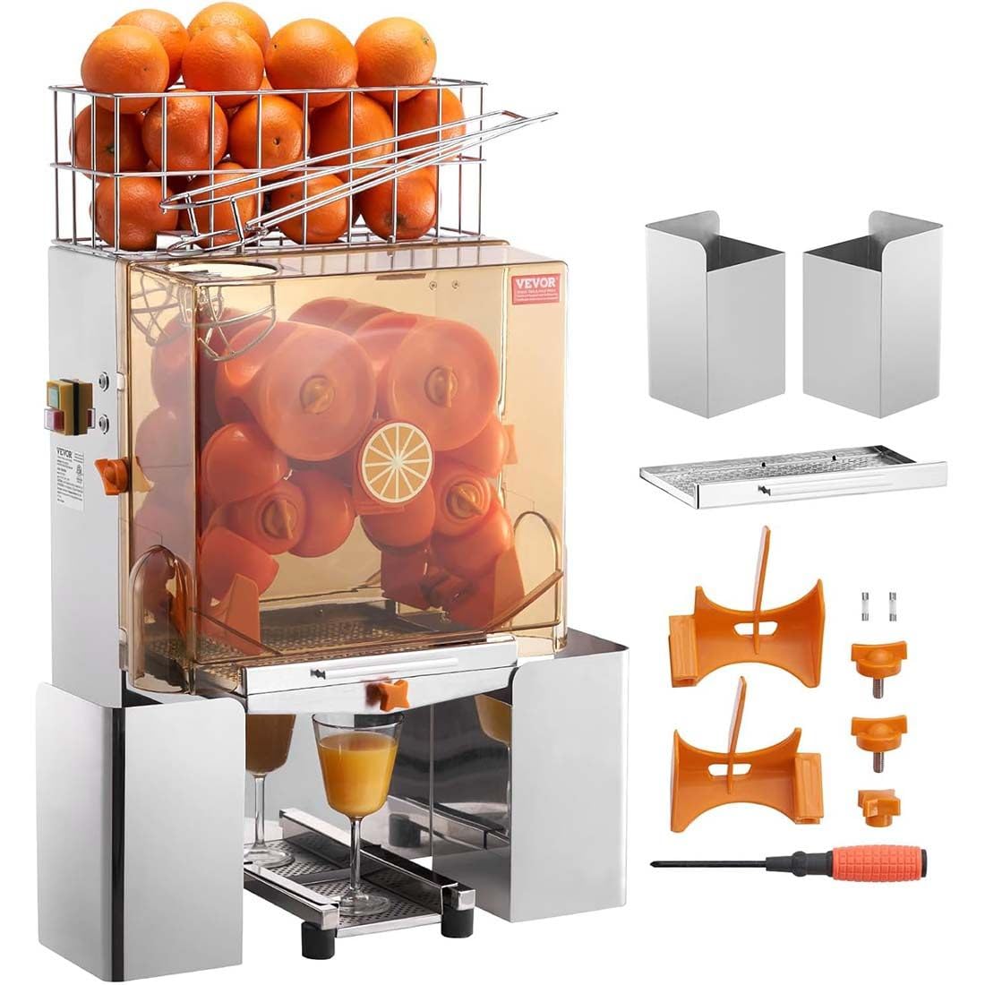 Macchina per Spremere Arance Commerciale 120w Automatica, Spremiagrumi Elettrico Resistente in Acciaio Inox, Filtro Estraibile, 20-22 Arance/Min, 40-80mm, Resa Dell'80%