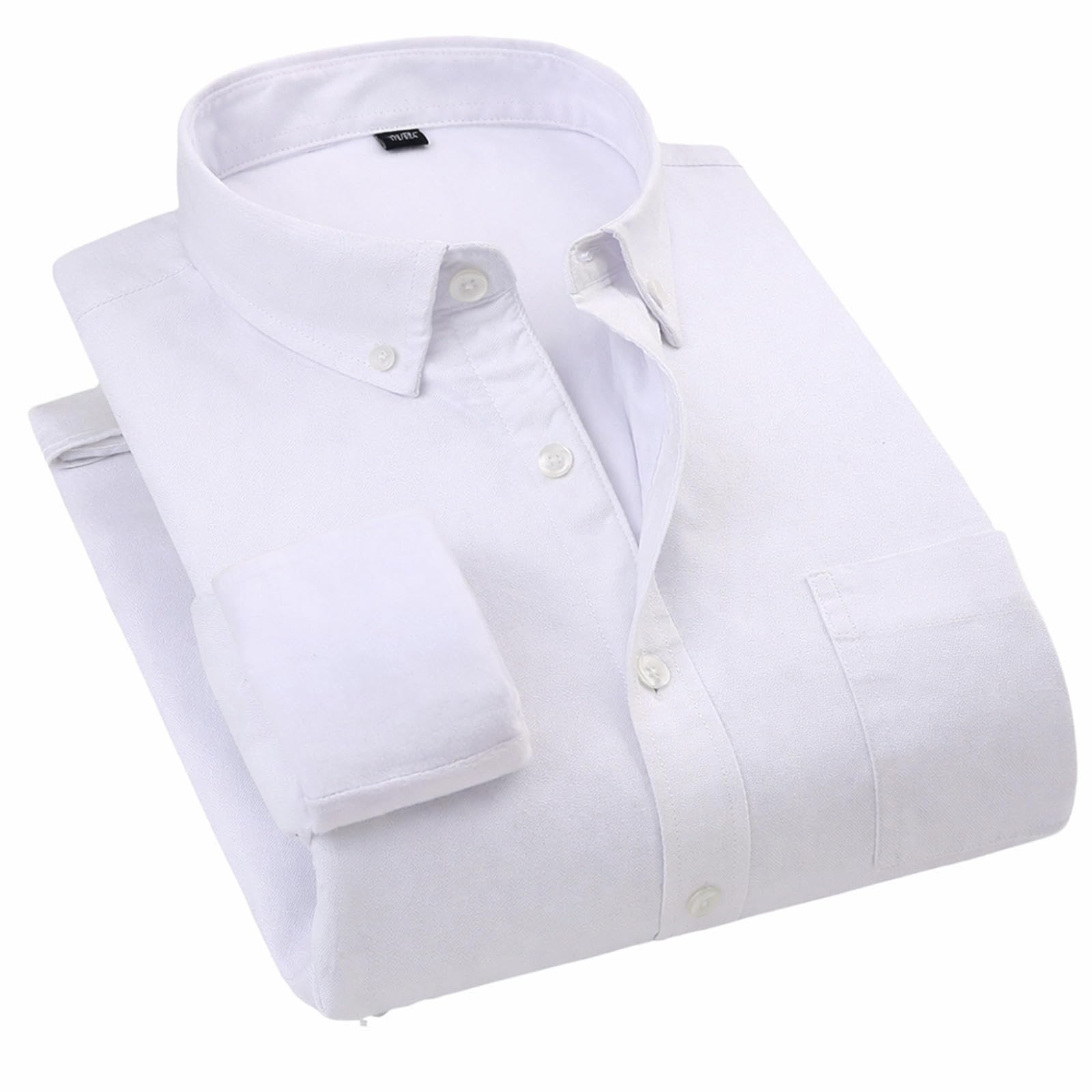Camisa de tela Oxford con forro polar para hombre, con botones, informal, cálida, para invierno, oficina, con bolsillo, para hombre