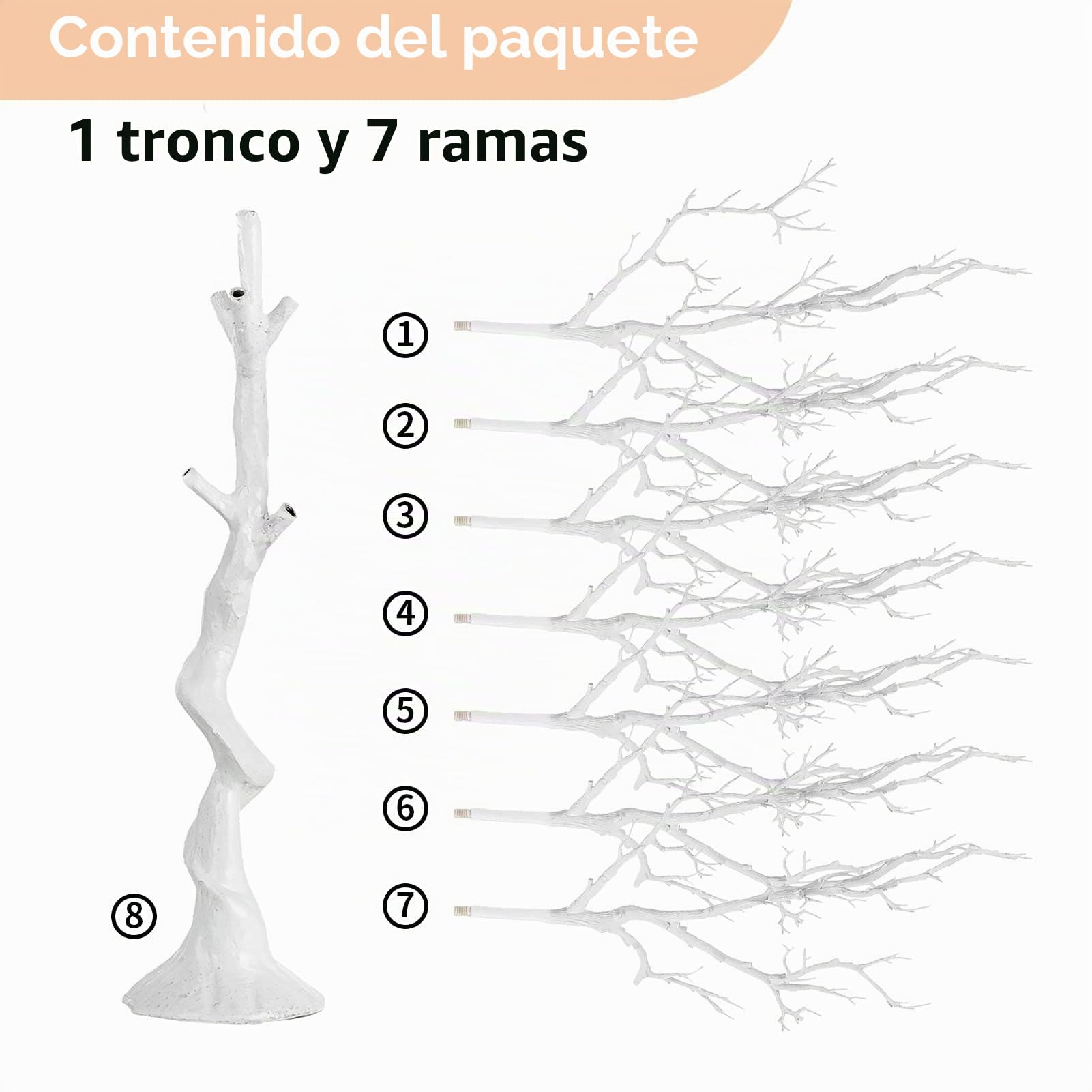 Nuptio Árbol Pascua Artificial Blanco - 105cm Alto Adorno Navidad Exhibición Manzanita Árboles Falsos Decorativos Ramitas Imitación Ramas Interiores para Centros Mesa Boda Fiesta Halloween