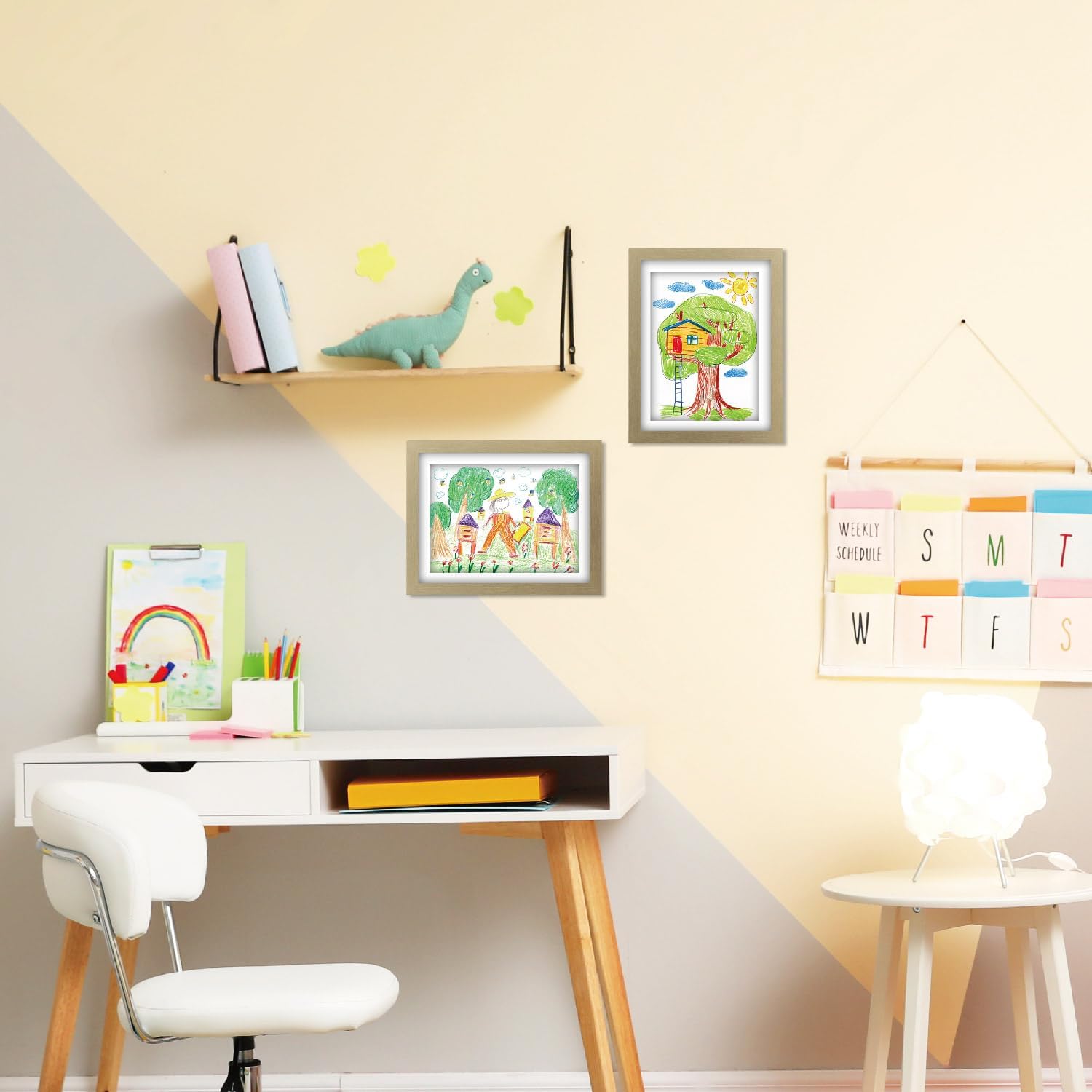 Toner Depot 2 Pack Kids Art Frames 9.5x13 Front Opening Kids Artwork Storage Frames, Quick Change Photo Frame Displays 50-100 Works of Art, for 3D Picture, Crafts, Hanging Art, Portfolio (Gold)
