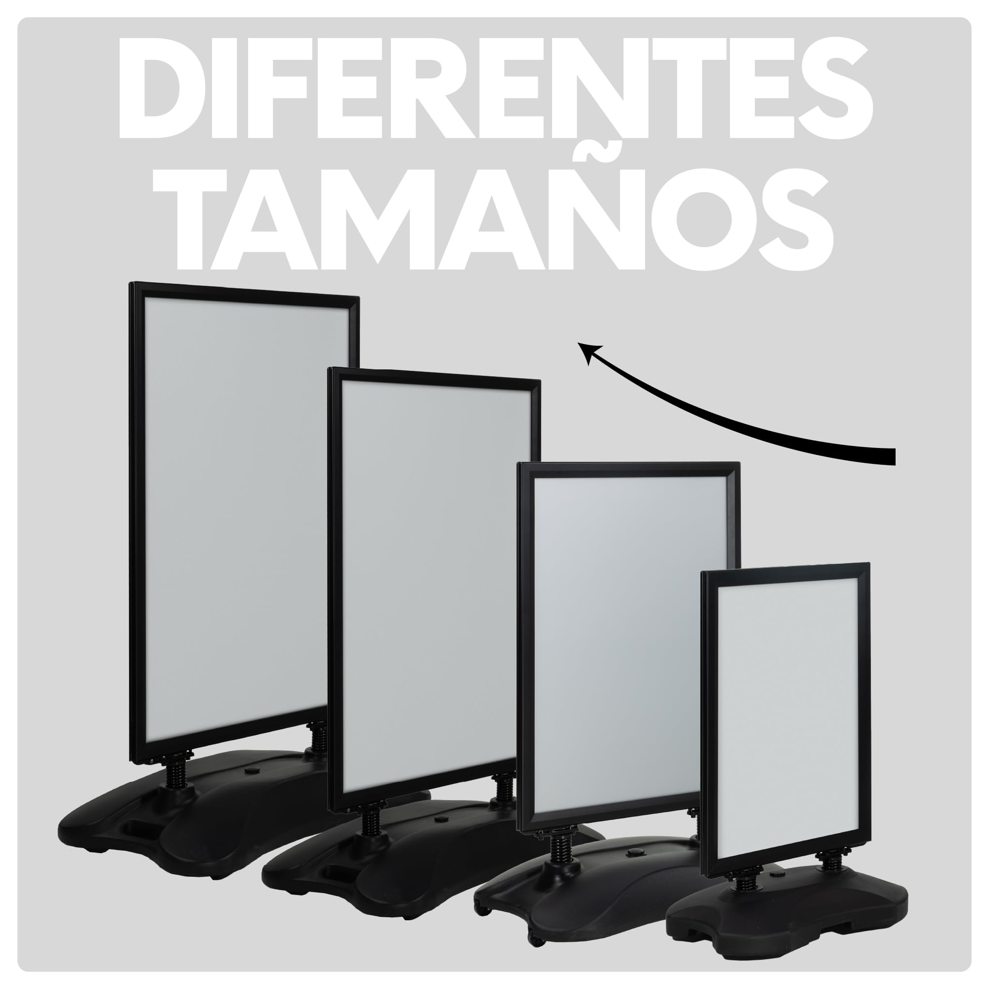 Soporte para Carteles Doble Cara | Expositor de Póster con Marco de Aluminio | Caballete con Base Rellenable y Ruedas | Soporte Publicitario Interiores y Exteriores (Negro, B1(70x100cm))