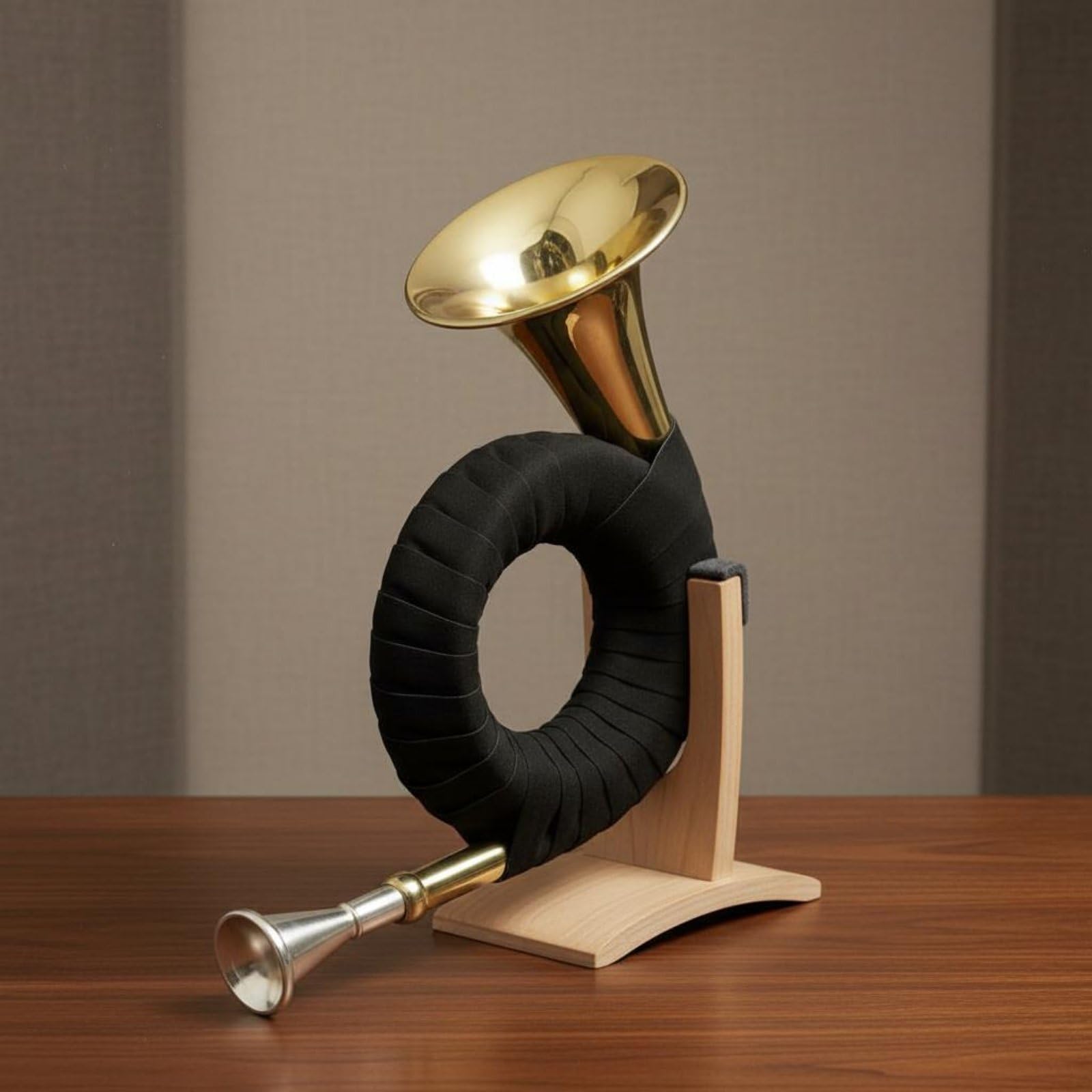 predolo Corno Francese Mini in Ottone Bb Corno Strumento Banda Orchestrale Studio Compatto Corpo in Ottone Finitura Timbro Chiaro con Supporto E Panno Adatto