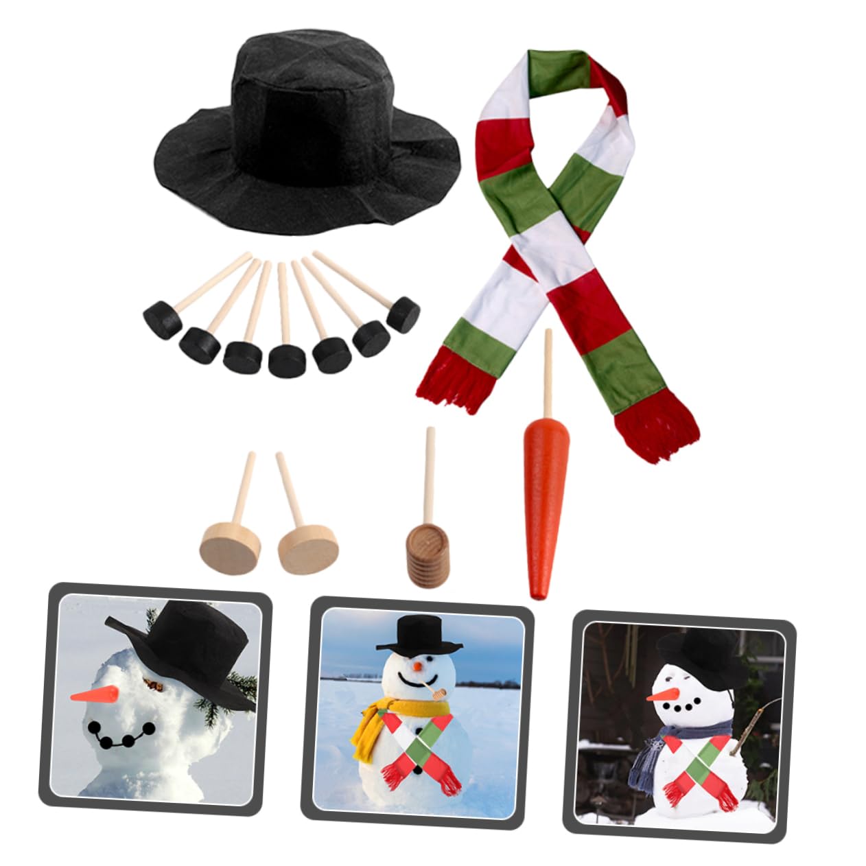 MAGICLULU 5 Juegos disfrazarse de muñeco de Nieve Kit para Hacer muñecos de Nieve Accesorios para Vestir muñecos de Nieve navideños Christmas Accesorio Festivo Apoyo Festivo