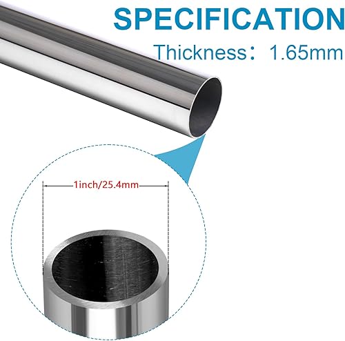 Miniatura 2 de Vigorous Tubo de acero inoxidable 304 de 1 pulgada de diámetro exterior x 2 pies, tubo de acero inoxidable soldado, tubo de metal redondo para