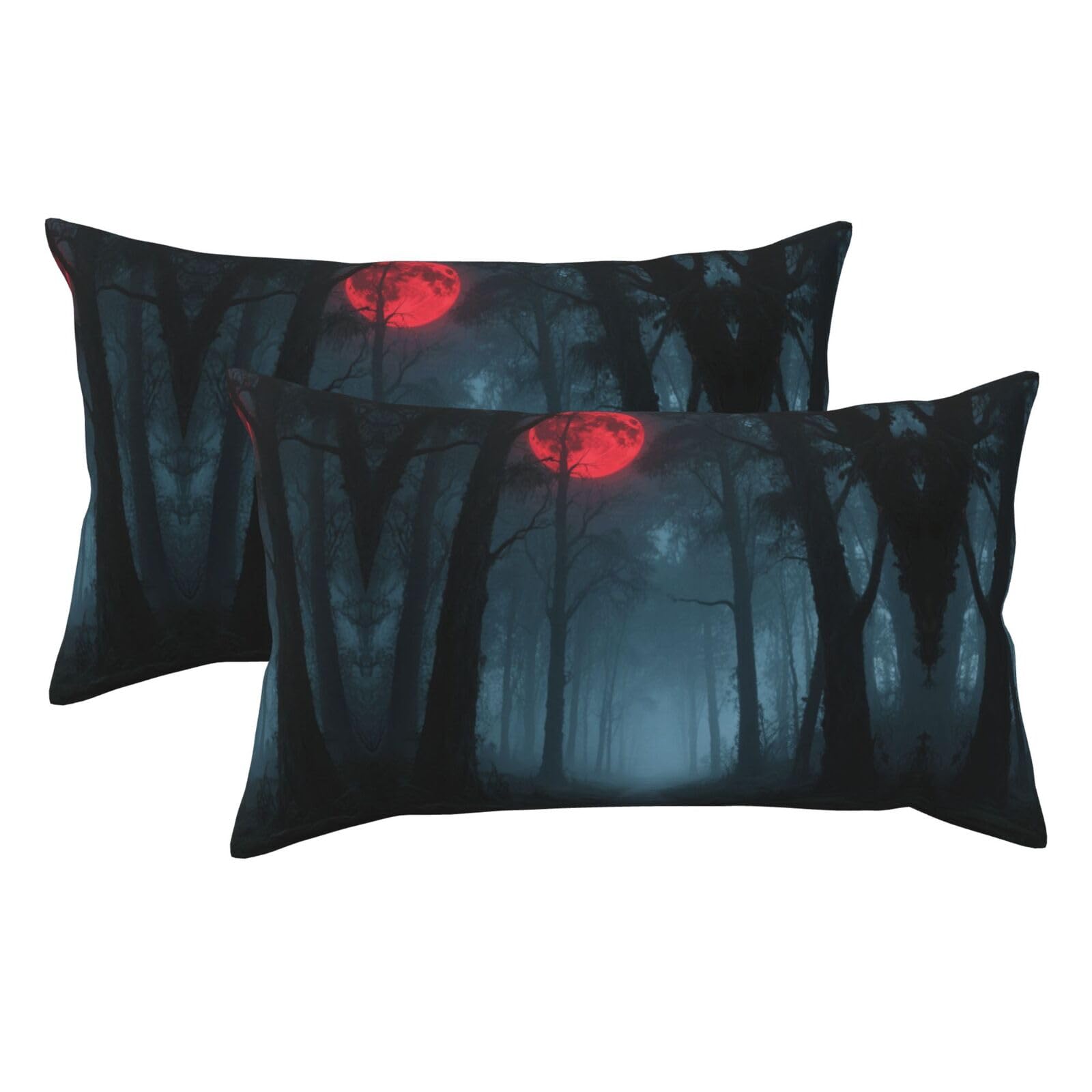 Red Moon Luxury King Pillowcases Set of 2, Plush Velvet Feel Pillow Covers with Hidden Zipper, Skin & Hair Friendly, 20x36 Inches Pillow Cases for Sleeping Gift