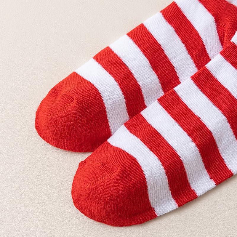 Women's High-Knee Striped Socks Red-White Halloween Christmas Tube Socks Stockings Costume Accessories - Image 4