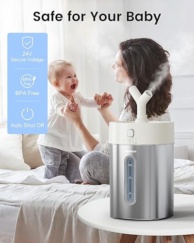 Miniatura 6 de Feekaa Humidificador de acero inoxidable apto para lavavajillas, humidificadores de niebla fría de 4 l1 galón para dormitorio, humidificador fácil