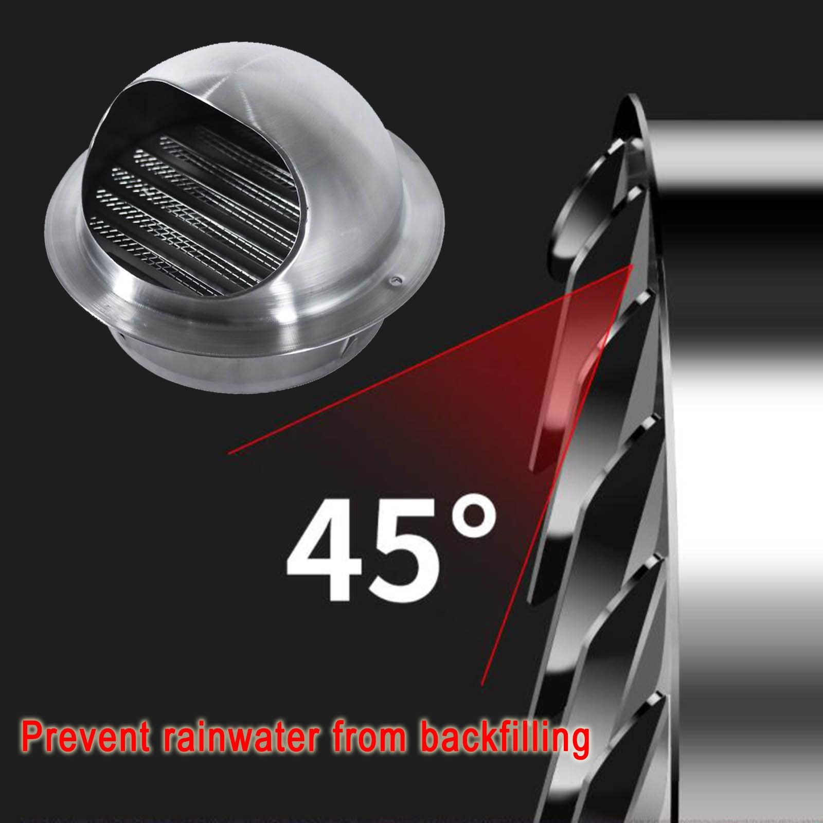 Grille De Ventilation Ronde en Acier Inoxydable pour Cuisine, 60 100 125 200mm Grille D'Aération, Grille Ventilation Hotte avec Filet Antis-Insectes, Protection Contre Les Intempéries