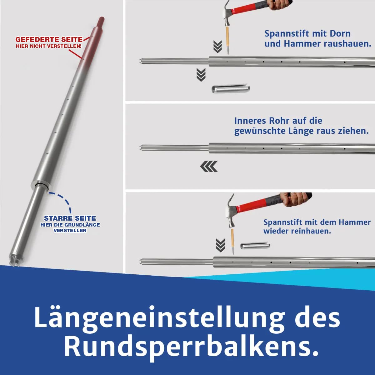 NTG Rondvergrendelingsbalk, blokkeerstang, klembalken, 1200-1600 mm, combi- ankerrail, staafjesrail van 19/24 mm, voor airlinerail, combi-ankerrail, staafjesrail (1