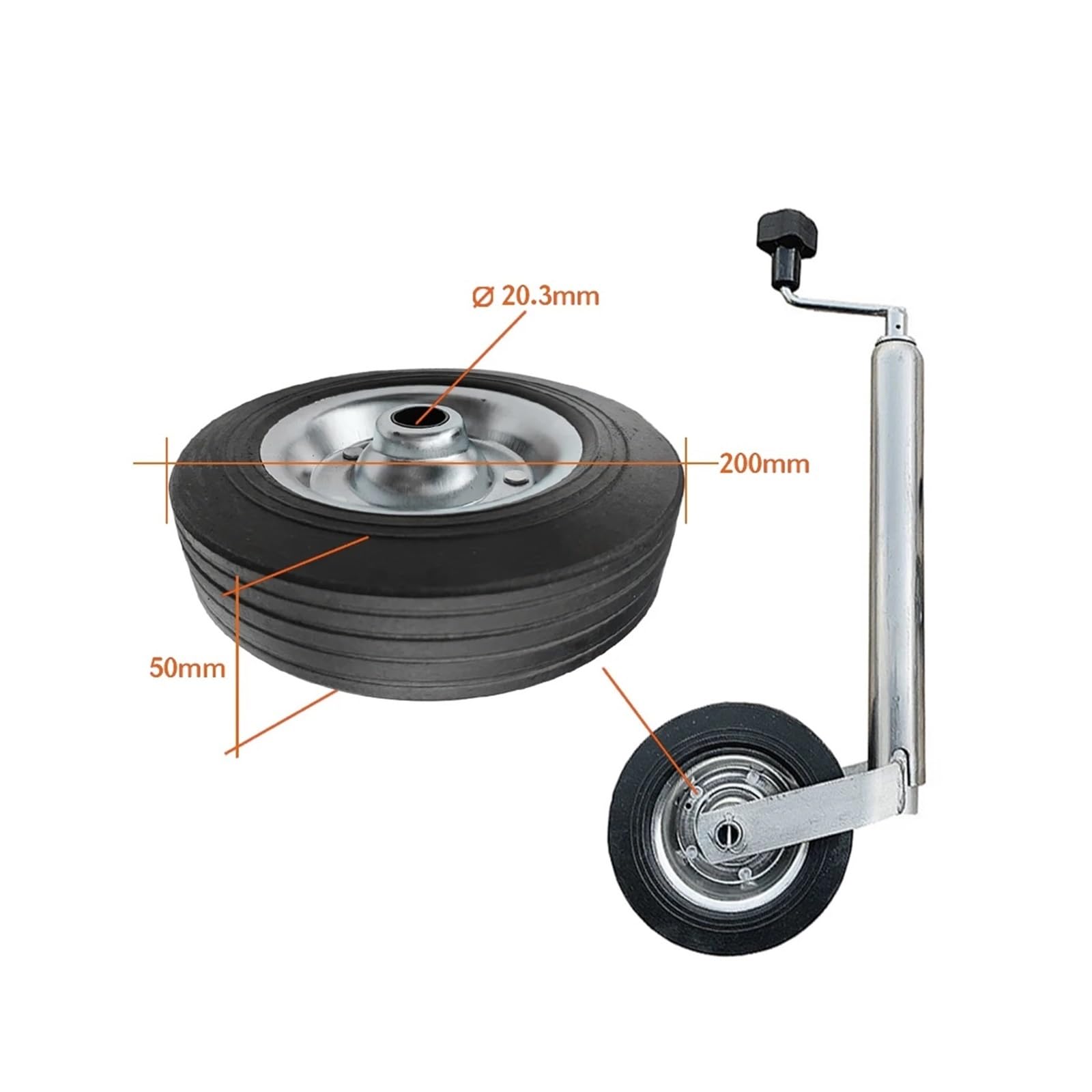 Rueda de Repuesto de 200X50 MM for Remolque, Rueda de Gato, componentes for Caravana, Accesorios de Piezas de Caravana Accesorios y Piezas para vehículos recreativos
