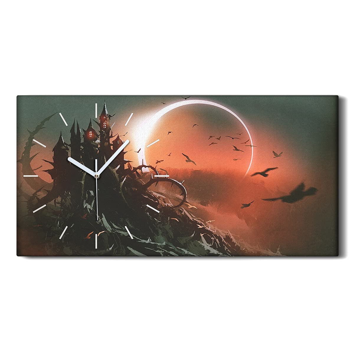 Horloge sur Toile sans Bruit pour Chambre et Bureau Image Abstraite Sombre