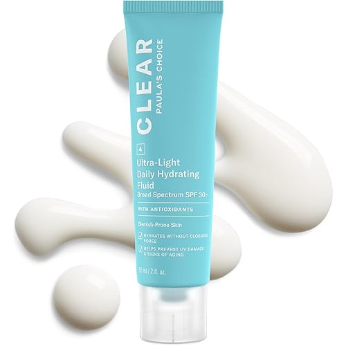 Paula's Choice CLEAR Ultra-Light Hydrating Oil Free Face Sunscreen & Moisturizer, SPF 30 Sunscreen for Face with Green Tea & Chamomile, Pore Minimizer for Blemish- Prone Skin, UVA/UVB Protection, 2oz