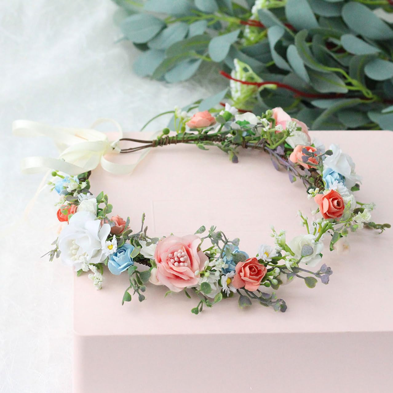 SHERCHPRY 3pezzi Flower Headband for Brides Wedding Floral Accessory for Ceremonies Parties and Photoshoots