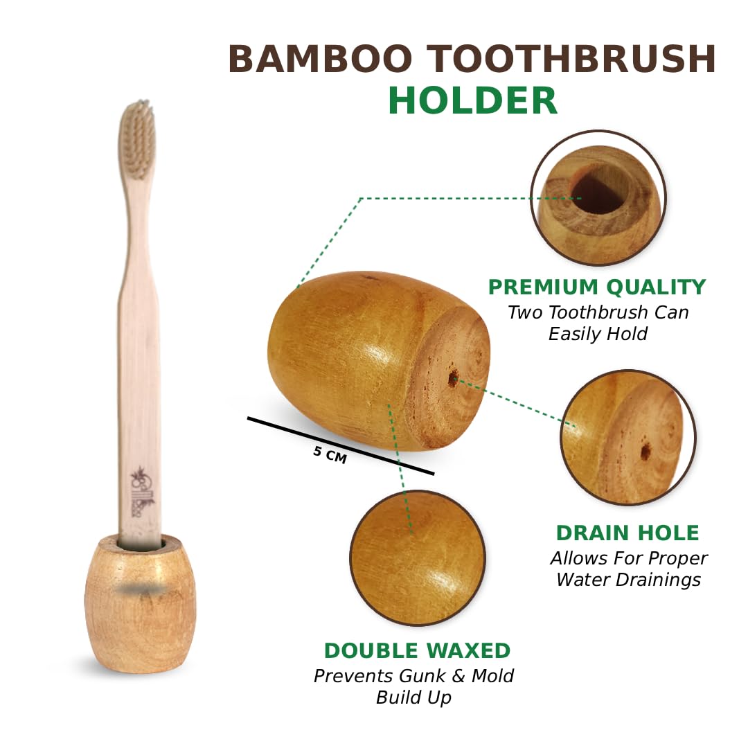 BambooIndia Bamboo Toothbrush Holder, Natural Bamboo, Eco-Friendly, Holds Toothbrush for Kids & Adults, Easy to Carry and Keep - Image 2 thumbnail