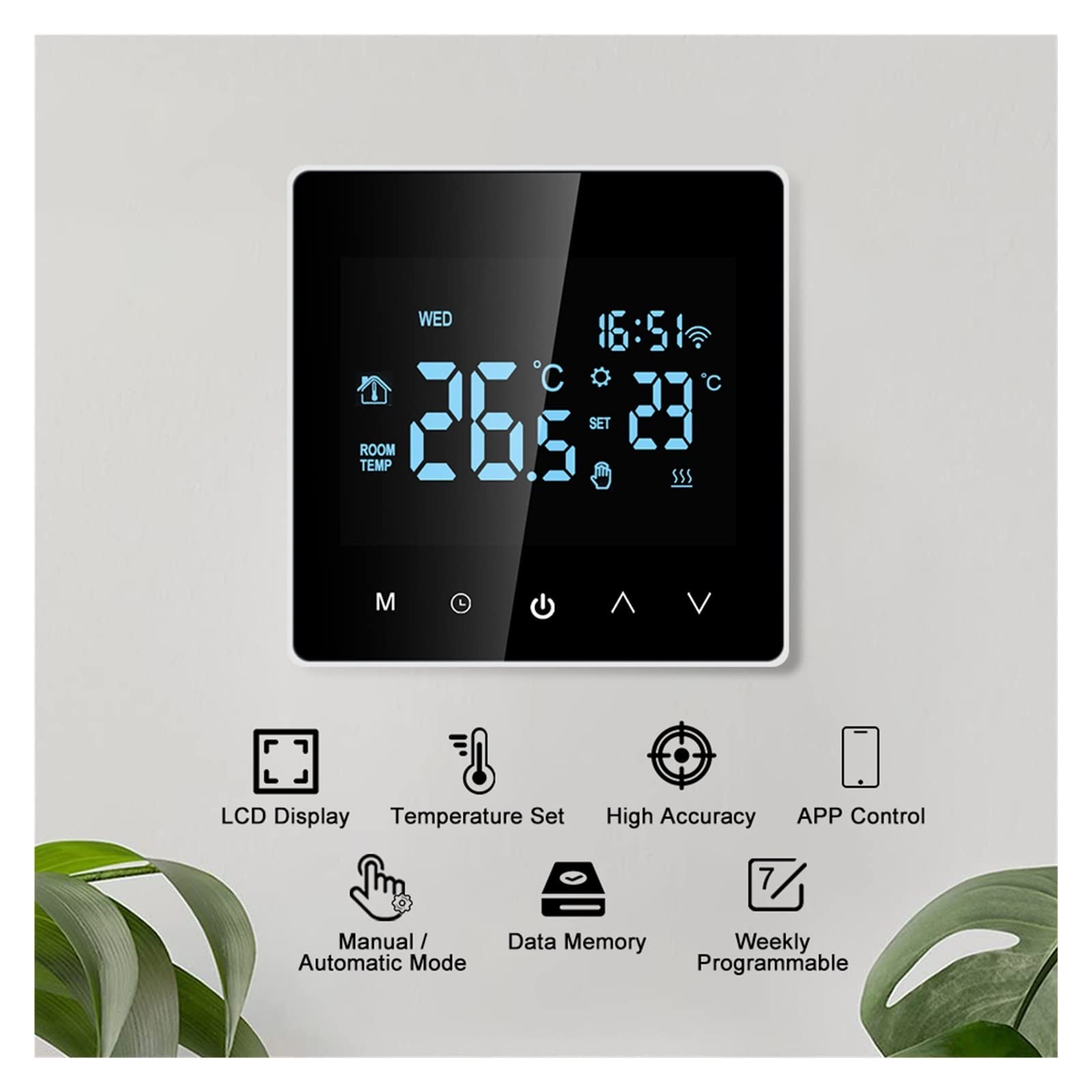 Termometro da interno igrometro digitale Smart Home WiFi Riscaldamento termostato termostato Acqua/gas Caldatura Elettrico Temperatura del pavimento elettrico Wireless Con display LCD(WIFI Electric)