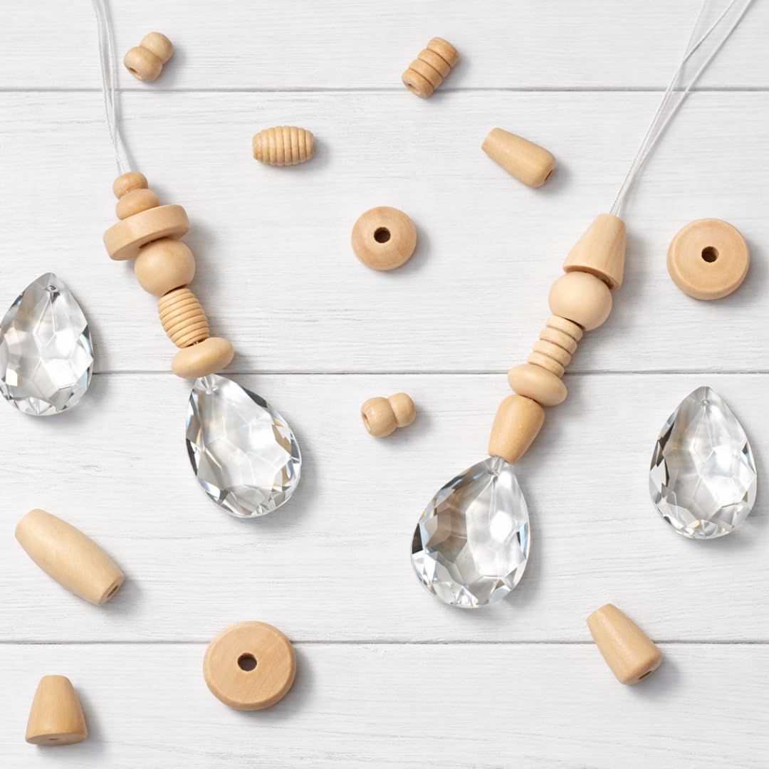 Kit attrape-soleil cristal 38 mm et perles en bois pour anniversaire enfant | Lot de 10