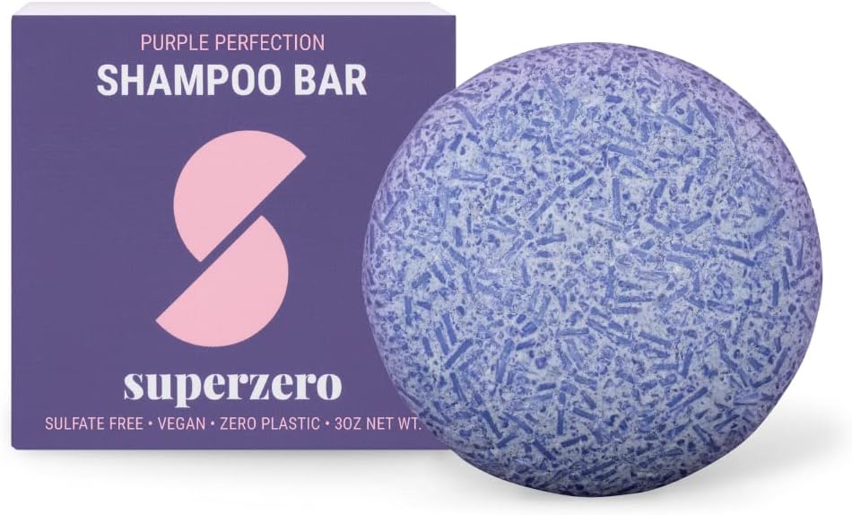 SUPERZERO Neutralizing Purple Shampoo Bar for Blonde Hair, Strengthens and Nourishes Color Treated Hair