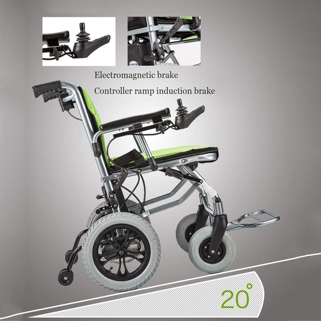 Sedia a rotelle Portatile, Leggera, apribile e Pieghevole in 1 Secondo, la Sedia a rotelle elettrica più compatta, con autonomia Fino a 12 miglia, per Anziani disabili, Verde