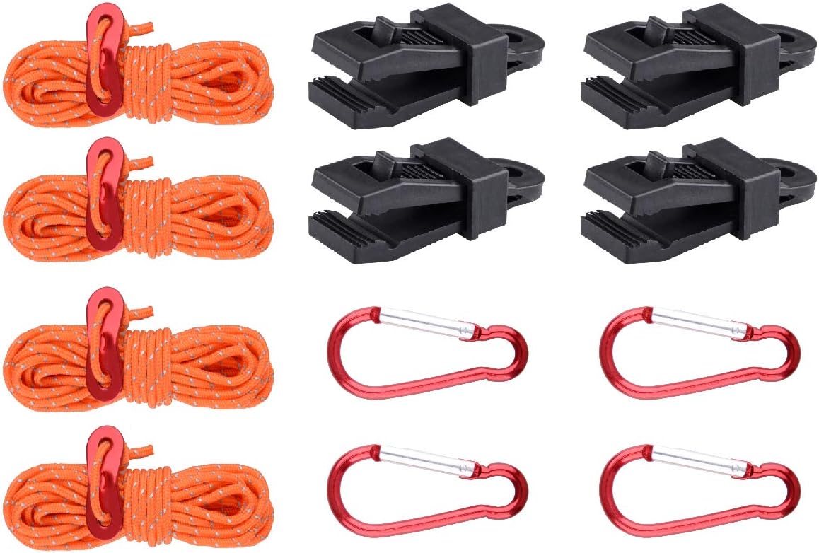 TRIWONDER Reflective Guylines Guy Ropes Paracord with Tarp Clips