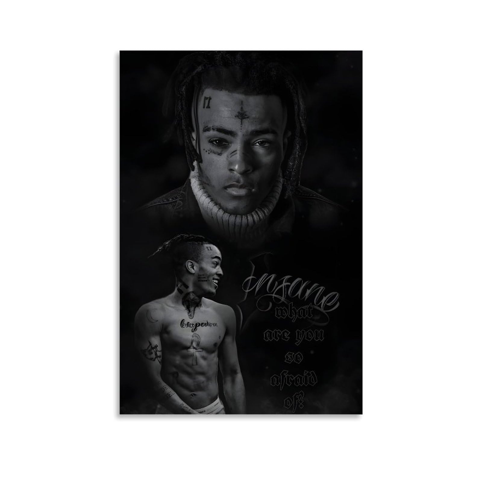 Pokkmnjb Unframe-Style Xxxtentacion Rapper Posters Aesthetic Canvas Wall Art Print Home Decor For Bedroom Living Room12x18inch(30X45cm)