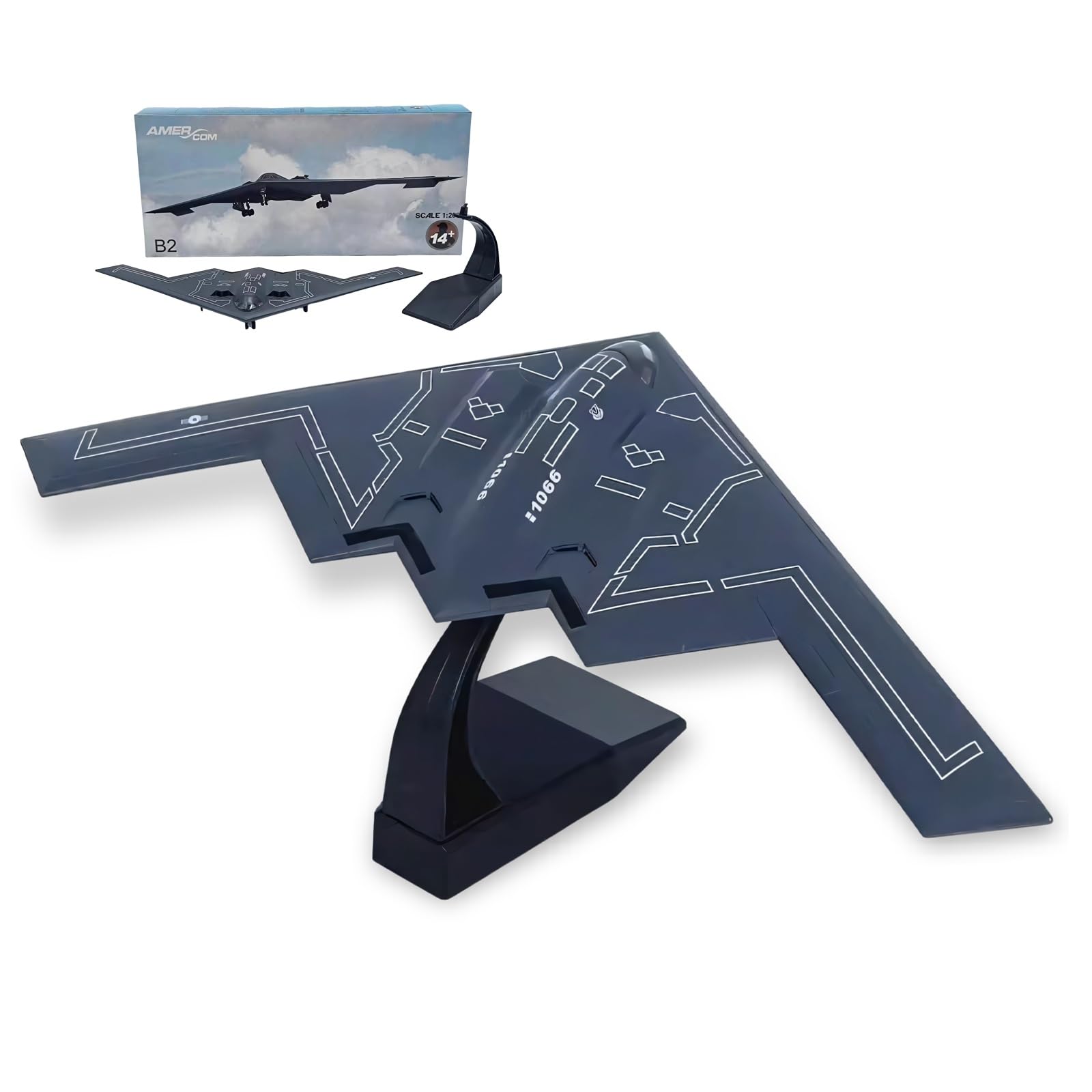 Modello militare metallo pressofuso scala 1/200 bombardiere stealth B-2 dell'aeronautica militare statunitense, aereo militare altamente dettagliato con carrello atterraggio retrattile