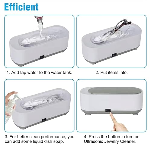 Miniatura 9 de Limpiador ultrasónico de gafas con tanque de acero inoxidable para anteojos, limpiador ultrasónico de gafas máquina de limpieza de joyas para