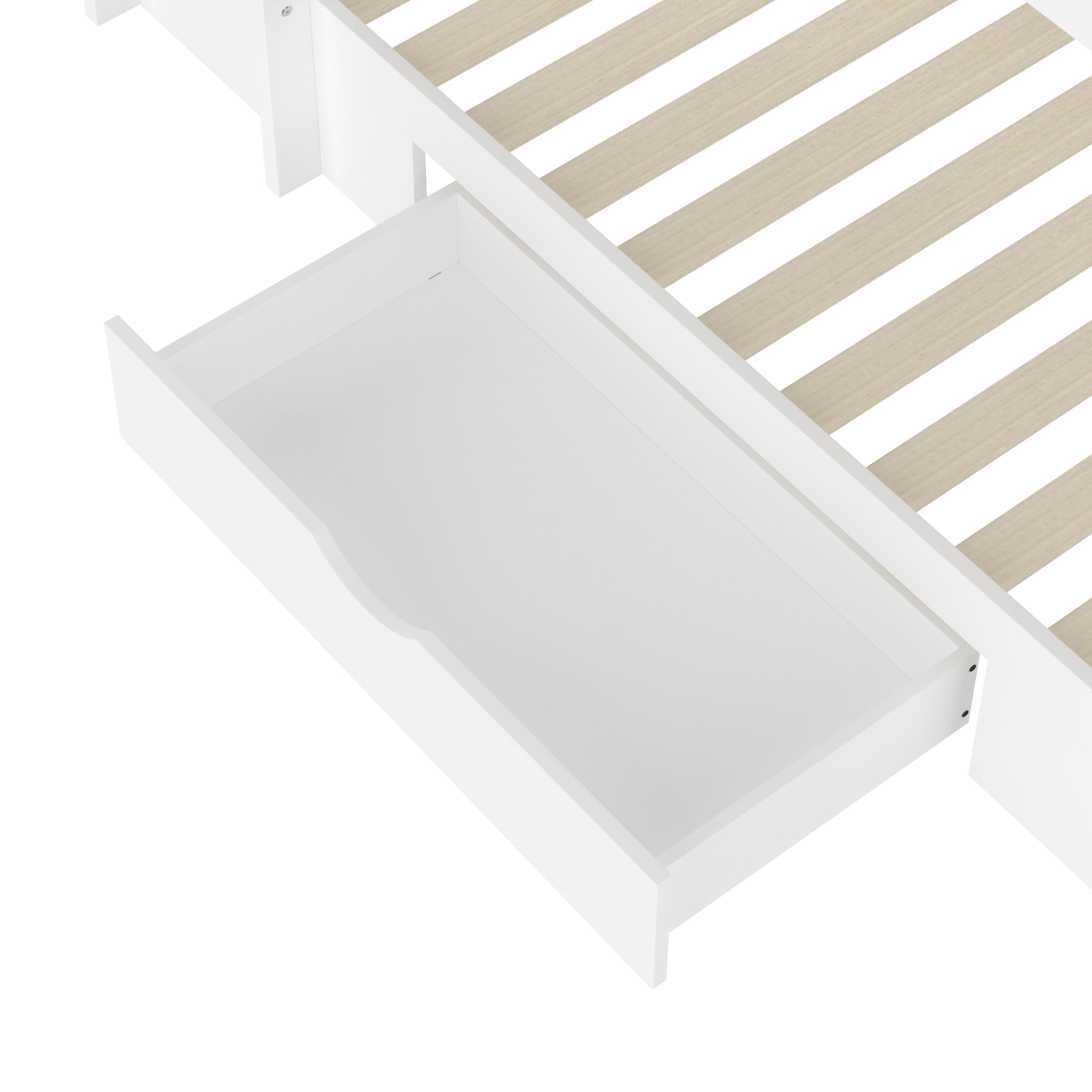 Moimhear Letto singolo, 90 x 200 cm, letti a castello, letti a castello, con cassetti, con vano portaoggetti (bianco)